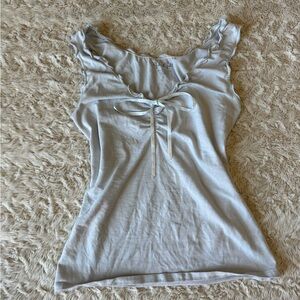 Brandy Melville Light blue babydoll top with bow detail